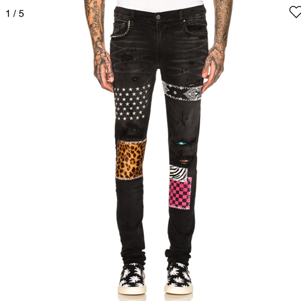 Amiri Black Art Patch Jeans